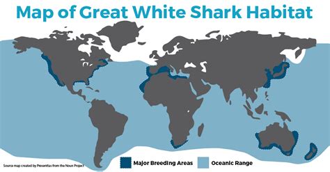 great white shark range map.